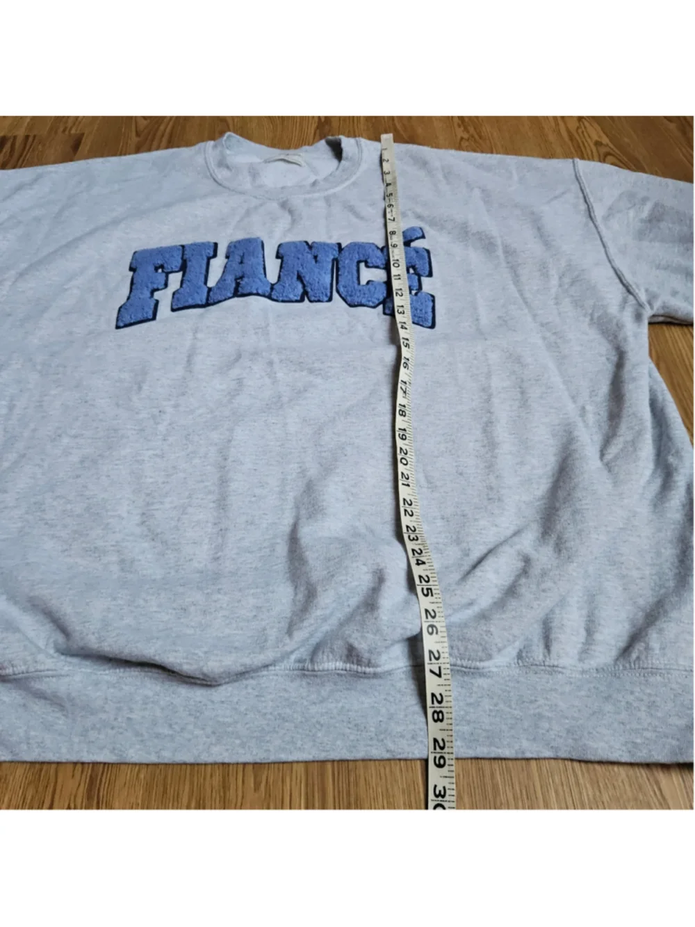 Anthropologie Fiancé Gray Blue Varsity Crewneck Womens XL Sweatshirt